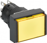 Drucktaster, beleuchtbar, rastend, 1 Wechsler, Bund rechteckig, gelb, Frontring schwarz, Einbau-Ø 16 mm, XB6EDF5B1P