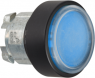 Drucktaster, unbeleuchtet, tastend, Bund rund, blau, Frontring schwarz, Einbau-Ø 22 mm, ZB4BP6837