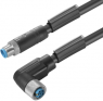 Sensor-Aktor Kabel, M12-Kabelstecker, gerade auf M12-Kabeldose, abgewinkelt, 5-polig, 1.5 m, PUR, schwarz, 16 A, 2455270150