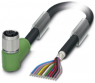 Sensor-Aktor Kabel, M12-Kabeldose, abgewinkelt auf offenes Ende, 12-polig, 1.5 m, PUR/PVC, schwarz, 1.5 A, 1430161
