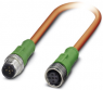 Sensor-Aktor Kabel, M12-Kabelstecker, gerade auf M12-Kabeldose, gerade, 5-polig, 0.6 m, PUR, orange, 4 A, 1416101