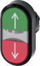 Doppeldrucktaster, beleuchtbar, tastend, Bund oval, grün/rot, Einbau-Ø 22.3 mm, 3SU1001-3AB42-0AN0