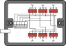 Verteilerbox, Dreh- auf Wechselstrom 400 V, 230 V, 1 Eingang, 6 Ausgänge, Kod. P, MIDI, schwarz