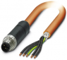 Sensor-Aktor Kabel, M12-Kabelstecker, gerade auf offenes Ende, 5-polig, 3 m, PUR, orange, 16 A, 1414871
