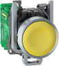 Drucktaster mit Sender, unbeleuchtet, tastend, Bund rund, gelb, Frontring silber, Einbau-Ø 22 mm, ZB4RTA5