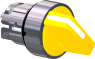 Wahlschalter, unbeleuchtet, rastend, Bund rund, gelb, Frontring silber, 2 x 90°, Einbau-Ø 22 mm, ZB4BD205
