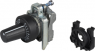 Frontelement + Montageplatte für Potenziometer, unbeleuchtet, Bund rund, schwarz, Frontring silber, Einbau-Ø 22 mm, ZB4BD9127