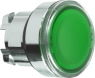Drucktaster, beleuchtbar, tastend, Bund rund, grün, Frontring silber, Einbau-Ø 22 mm, ZB4BA38