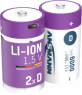 Lithium-Ionen-Akku, 1.5 V, 5400 mAh, D, Flächenkontakt/USB-C-Anschluss