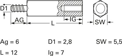 BG3ST2.9-12-5.5 ESSENTRA COMPONENTS Abstandsbolzen Bild 2