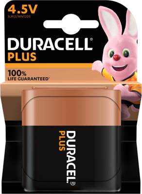 PLUS-4,5V K1 Duracell Rundzellen, 9V-Blöcke