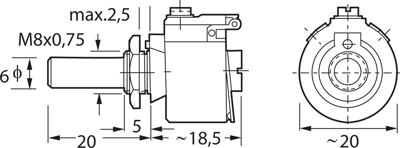 D 20/4W 10% 1K0 KRAH Potentiometer Bild 2