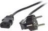 Netzkabel, Europa, Stecker Typ E + F, abgewinkelt auf C13-Kupplung, gerade, H05VV-F3G0,75mm², schwarz, 0.5 m