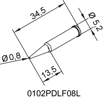 0102PDLF08L/SB Ersa Lötspitzen, Entlötspitzen und Heißluftdüsen Bild 2