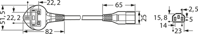 BS13/13-H05VVF3G100-C13/2,50M SW9005 FELLER Netzkabel Bild 2