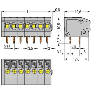 805-105 WAGO PCB Terminal Blocks Image 2