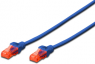 Patchkabel, RJ45-Stecker, gerade auf RJ45-Stecker, gerade, Cat 6, U/UTP, PVC, 0.5 m, blau