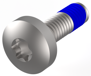 Montageteile für robuste Komponenten, Flachkopfschraube mit Gewindesicherung, Torx, M4 x 14