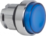 Drucktaster, beleuchtbar, tastend, Bund rund, blau, Frontring silber, Einbau-Ø 22 mm, ZB4BW163