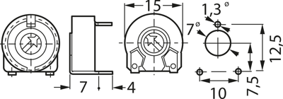 PTC 15 LV 1K0 Piher Trimmpotentiometer Bild 2