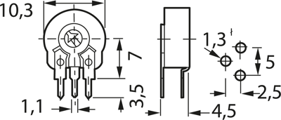 PTC 10 LH 1K0 Piher Trimmpotentiometer Bild 2