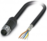 Netzwerkkabel, M12-Stecker, gerade auf offenes Ende, Cat 5, SF/TQ, PE-X, 10 m, schwarz