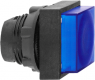 Drucktaster, beleuchtbar, tastend, Bund quadratisch, blau, Frontring schwarz, Einbau-Ø 22 mm, ZB5CW163