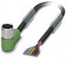 Sensor-Aktor Kabel, M12-Kabeldose, abgewinkelt auf offenes Ende, 12-polig, 10 m, PUR, schwarz, 1.5 A, 1430682