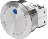 Pushbutton, 1 pole, silver, illuminated  (blue), 3 A/250 VAC, mounting Ø 22 mm, 22.1 mm, IP66/IP67, 3-147-525