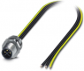 Sensor actuator cable, M12-flange plug, straight to open end, 3 pole, 0.5 m, 16 A, 1411655