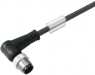 Sensor actuator cable, M12-cable plug, angled to open end, 3 pole, 1.5 m, PUR, black, 4 A, 1021760150