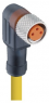Sensor actuator cable, M8-cable socket, angled to open end, 3 pole, 3 m, PUR, yellow, 4 A, 92223