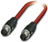 Sensor actuator cable, M12-cable plug, straight to M12-cable plug, straight, 4 pole, 2 m, PVC, red, 1419169