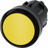 Pushbutton, unlit, latching, waistband round, yellow, mounting Ø 22.3 mm, 3SU1000-0AA30-0AA0