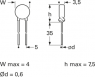 PTC thermistor, 62 Ω (62R), 130 °C, 20 %