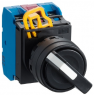 Selector switch, unlit, latching, 1 Form A (N/O), waistband round, black, front ring black, 2 x 90°, mounting Ø 22 mm, YW1S-2E10