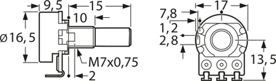 RV16A-10 6,35MM 2K5 LIN ALPHA Potentiometers Image 2