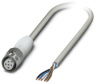 Sensor actuator cable, M12-cable socket, straight to open end, 5 pole, 1.5 m, PP-EPDM, gray, 4 A, 1404049