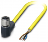 Sensor actuator cable, M12-cable socket, angled to open end, 4 pole, 2 m, PVC, yellow, 4 A, 1406192