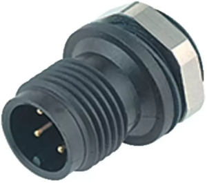 Panel plug, M12, 4 pole, solder connection, screw locking, straight, 09 0431 81 04