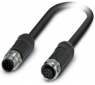 Sensor actuator cable, M12-cable plug, straight to M12-cable socket, straight, 8 pole, 2 m, PE-X, black, 2 A, 1407277