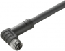 Sensor actuator cable, M12-cable socket, angled to open end, 4 pole, 1.5 m, PUR, black, 12 A, 2050690150
