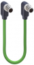 Sensor actuator cable, M12-cable plug, angled to M12-cable plug, angled, 4 pole, 0.3 m, PUR, black, 4 A, 14104
