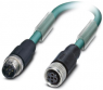 Sensor actuator cable, M12-cable plug, straight to M12-cable socket, straight, 4 pole, 0.5 m, PUR, blue, 4 A, 1569511