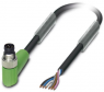 Sensor actuator cable, M8-cable plug, angled to open end, 6 pole, 3 m, PUR, black, 1.5 A, 1522150
