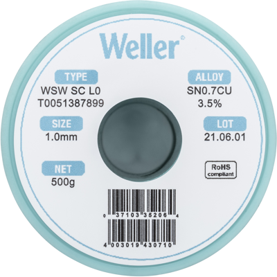 WSW SC L0 1MM 500G Weller Solder Wires Image 3