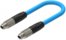 Sensor actuator cable, M8-cable plug, straight to M8-cable plug, straight, 2 m, PUR, blue, 4 A, 935100325