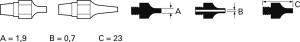 Vacuum nozzle, Ø 1.9 mm, (L) 25 mm, DX 110