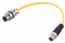 Sensor actuator cable, M12-cable plug, straight to M12-cable socket, straight, 8 pole, 1 m, PUR, yellow, 0948C072756010