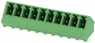 Pin header, 10 pole, pitch 3.81 mm, angled, green, 1827350